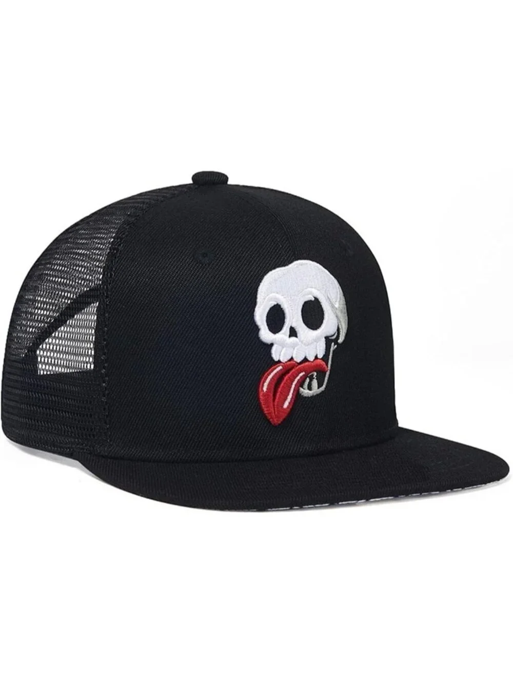 Unisex Skull Black Snapback Hat Hip Hop Style Colorful Adjustable Baseball Cap